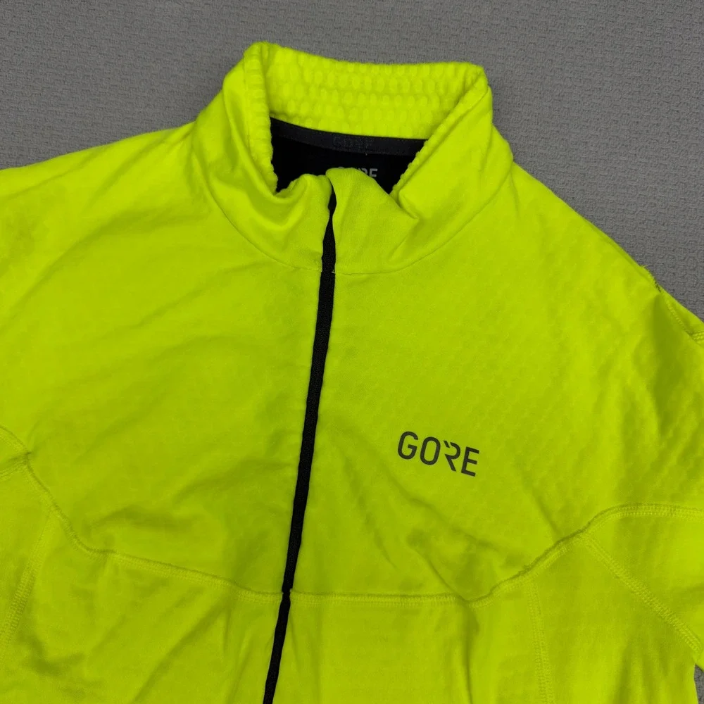 Gore Wear Neon Yellow Cycling Jacket Full Zip Reflective Mens Large Biking